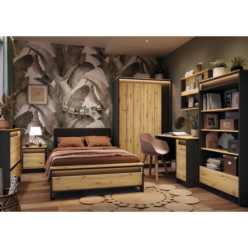 Lova 120 cm SPOP su LED apšvietimu, 125x223x89 cm