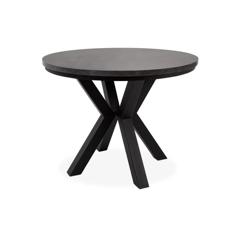 Apvalus pailginamas valgomojo stalas ROSTI, betono, 100-140x100x75 cm