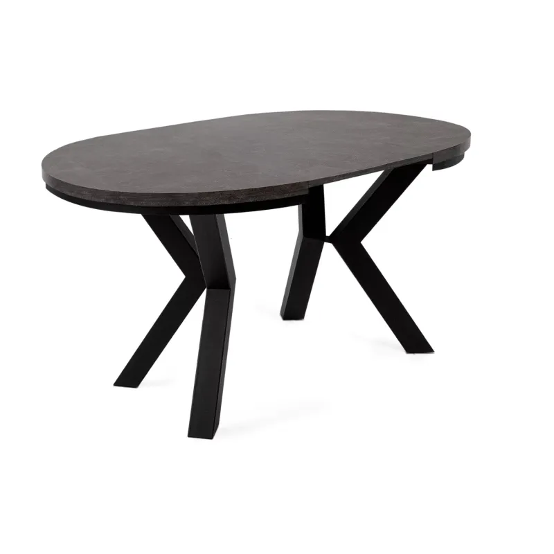 Apvalus pailginamas valgomojo stalas ROSTI, betono, 100-140x100x75 cm