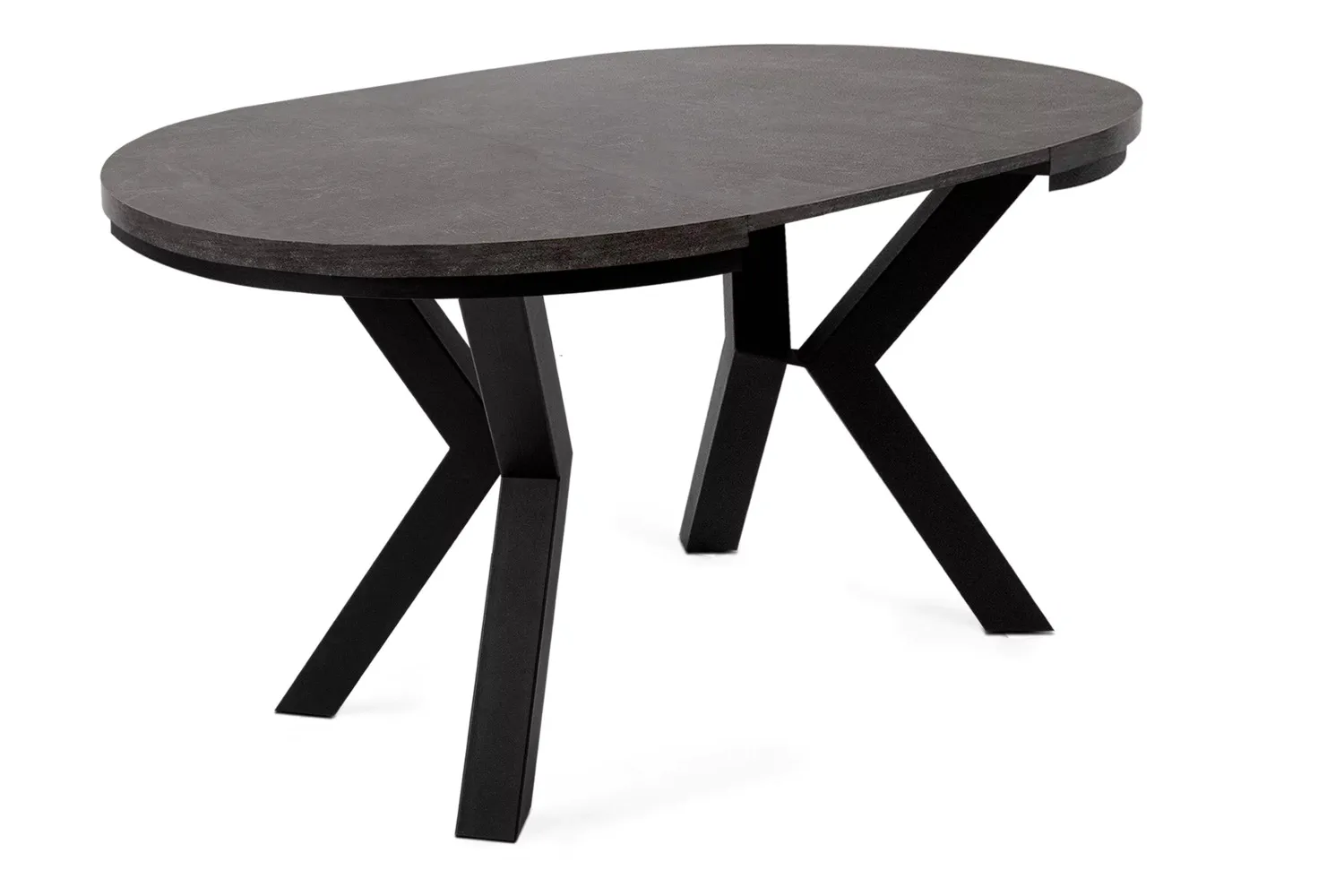 Apvalus pailginamas valgomojo stalas ROSTI, betono, 100-140x100x75 cm