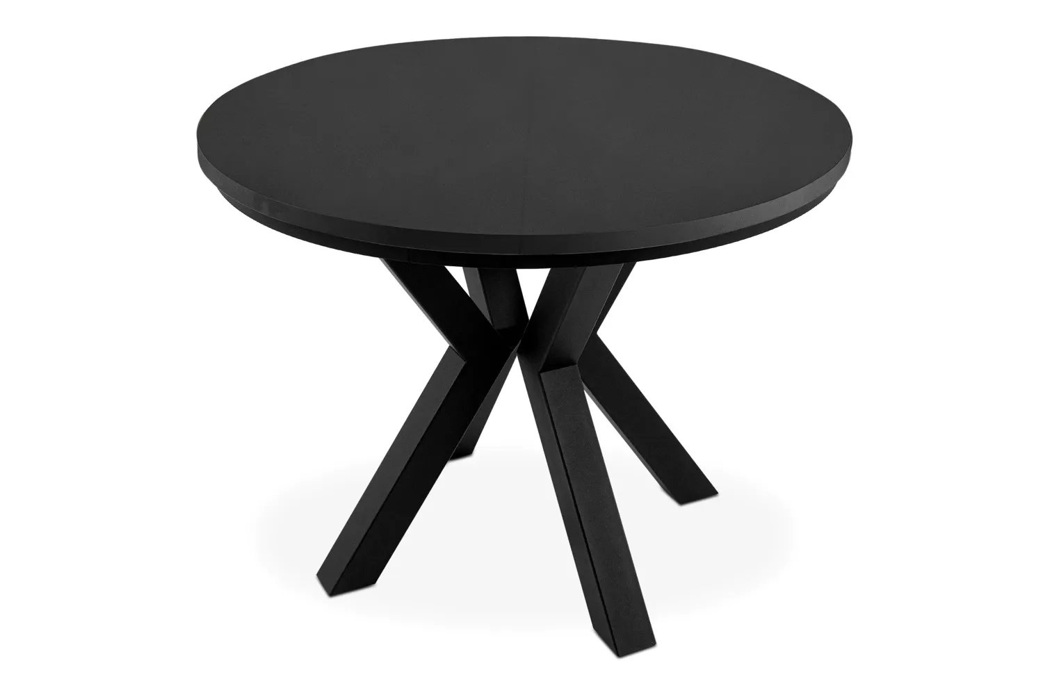 Apvalus pailginamas valgomojo stalas ROSTI, juodas, 100-180x100x75 cm