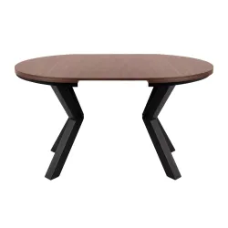 Apvalus pailginamas valgomojo stalas ROSTI, riešutmedžio, 100-220x100x75 cm