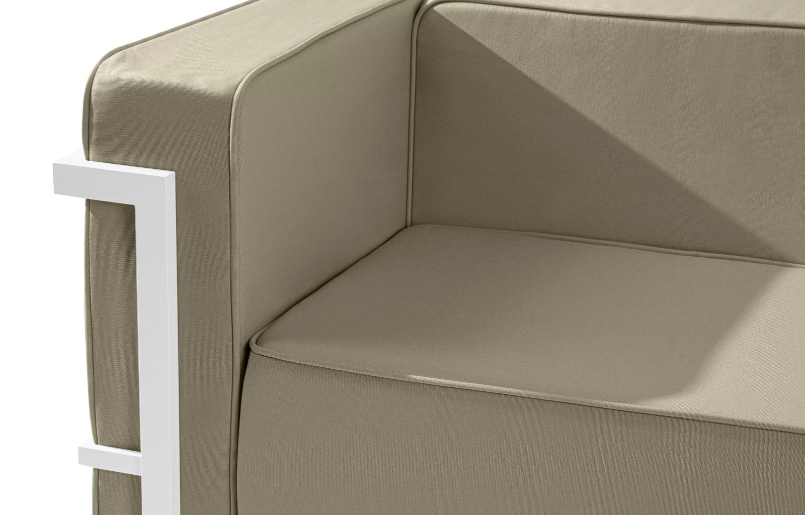 Lauko sofa TRIGO 3, balta/smėlio, 229x69x70 cm