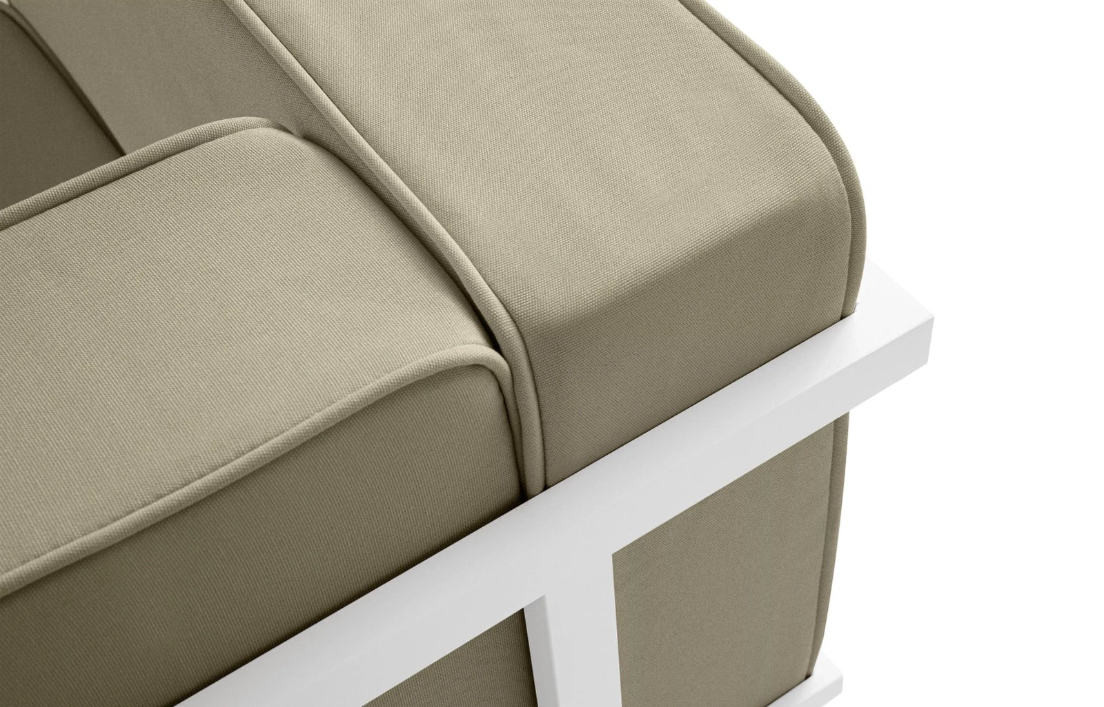 Lauko sofa TRIGO 3, balta/smėlio, 229x69x70 cm