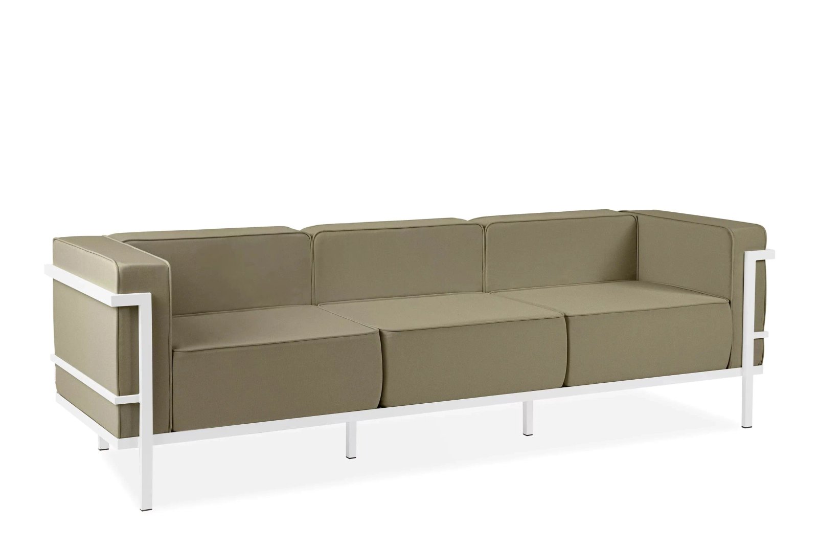 Lauko sofa TRIGO 3, balta/smėlio, 229x69x70 cm