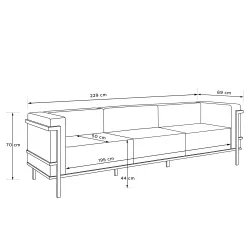 Lauko sofa TRIGO 3, balta/smėlio, 229x69x70 cm