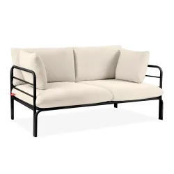 Lauko sofa RAMBI 2, juoda/kreminė, 150x80x80 cm