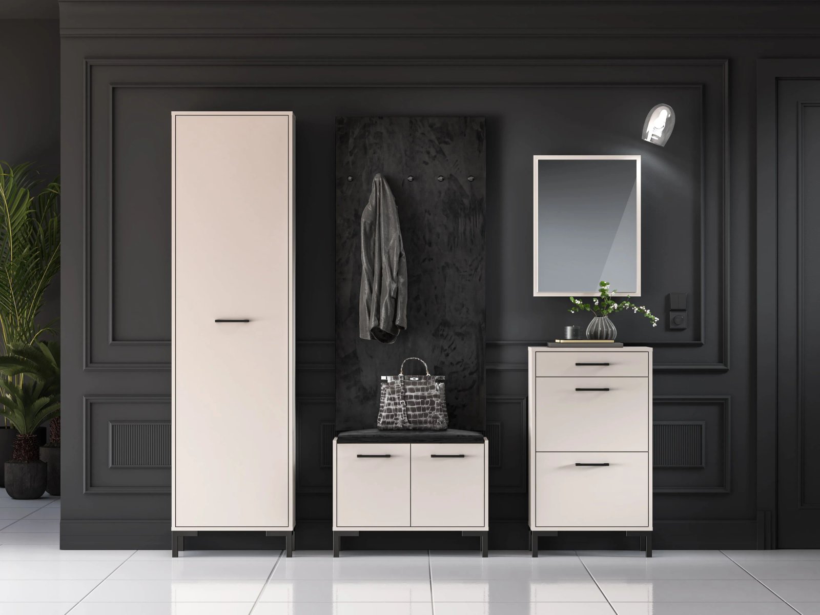 Viendurė prieškambario spinta OIVEA, 55x34x200 cm