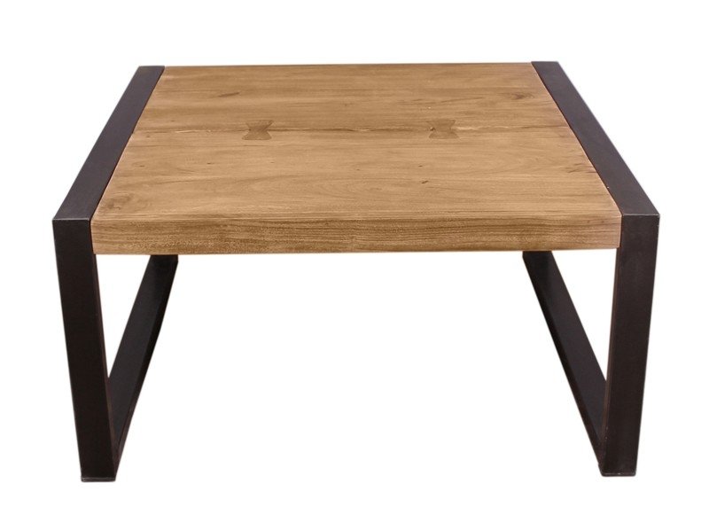 natūralaus medžio žurnalinis staliukas, metalinėmis kojomis, 80 cm
