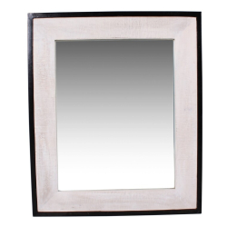 Industrinio stiliaus veidrodis, baltas, medinis 