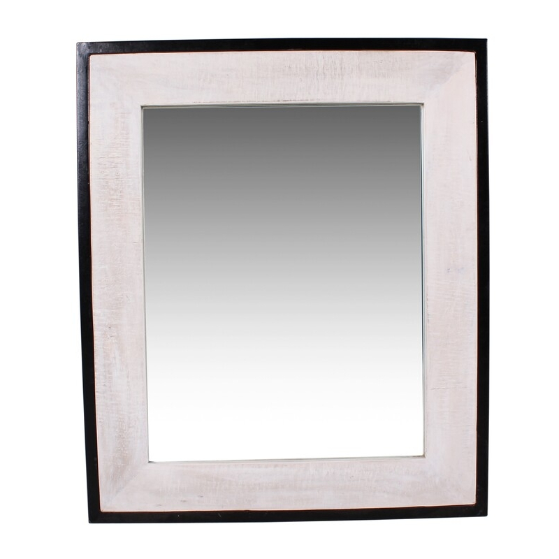 Industrinio stiliaus veidrodis, baltas, medinis 